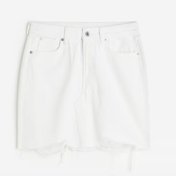 White Denim High Waisted Skirt - Picture 1 of 4